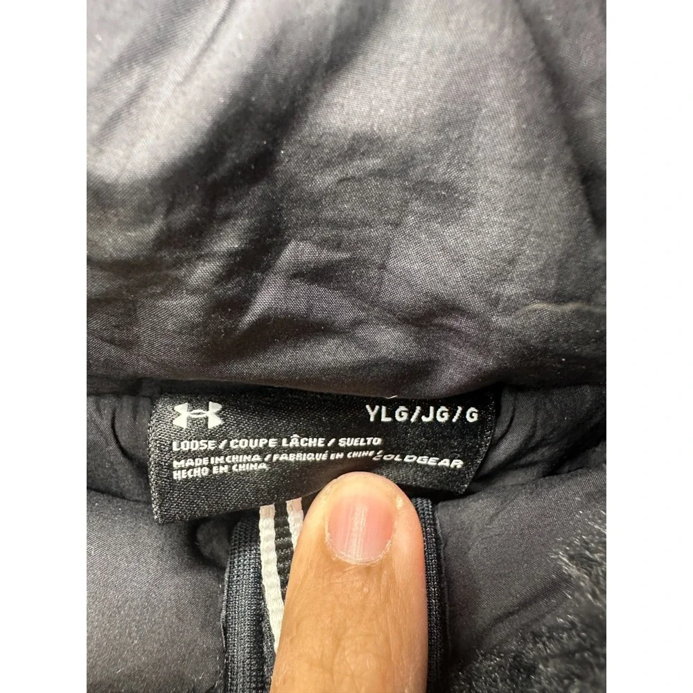 Under Armour Coldgear Cozy Fleece Jacket Youth L Black Loose Fit Warmth Hooded
